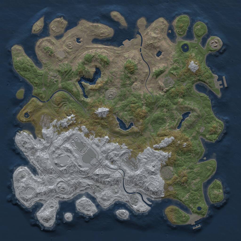 Rust Map: Procedural Map, Size: 4500, Seed: 395707165, 14 Monuments