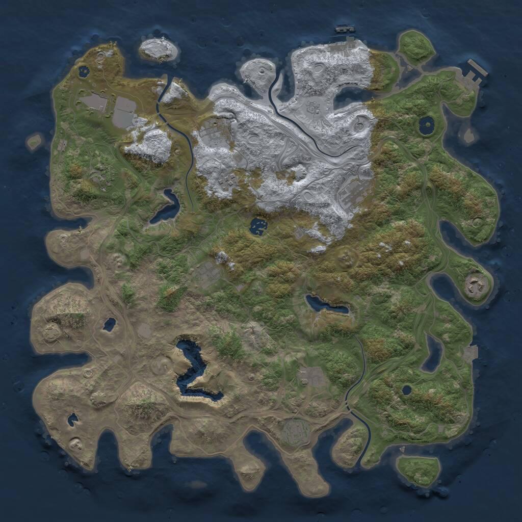 Rust Map: Procedural Map, Size: 4500, Seed: 1450754428, 16 Monuments