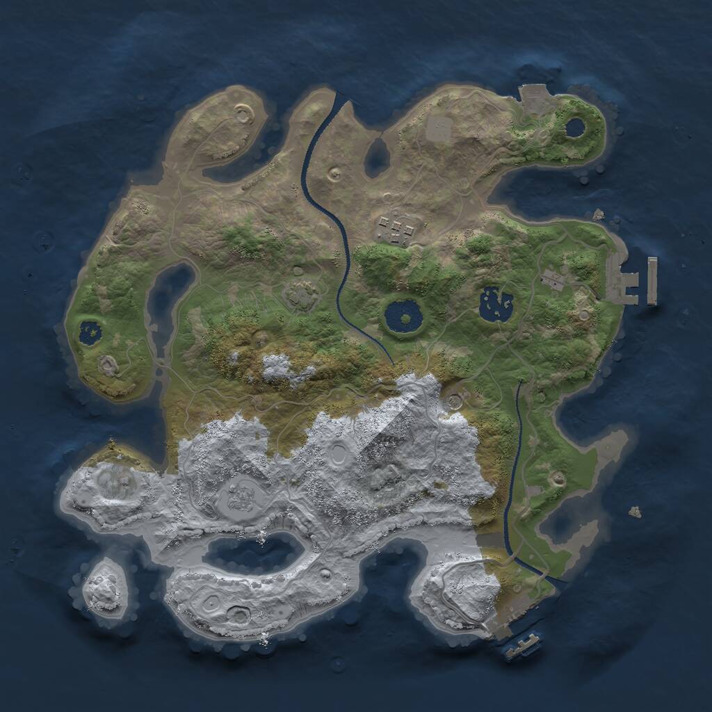 Rust Map: Procedural Map, Size: 3000, Seed: 9628473, 8 Monuments