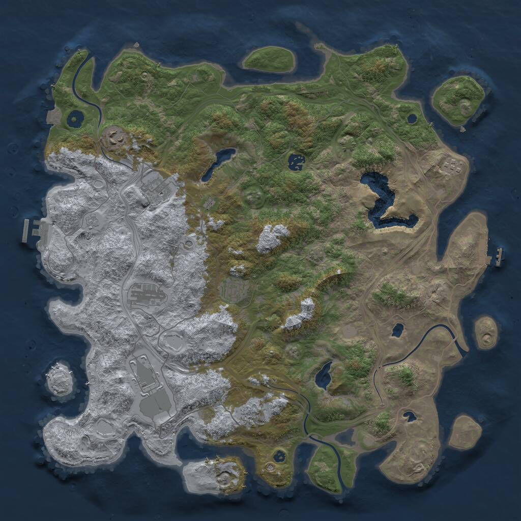 Rust Map: Procedural Map, Size: 4500, Seed: 137868564, 14 Monuments