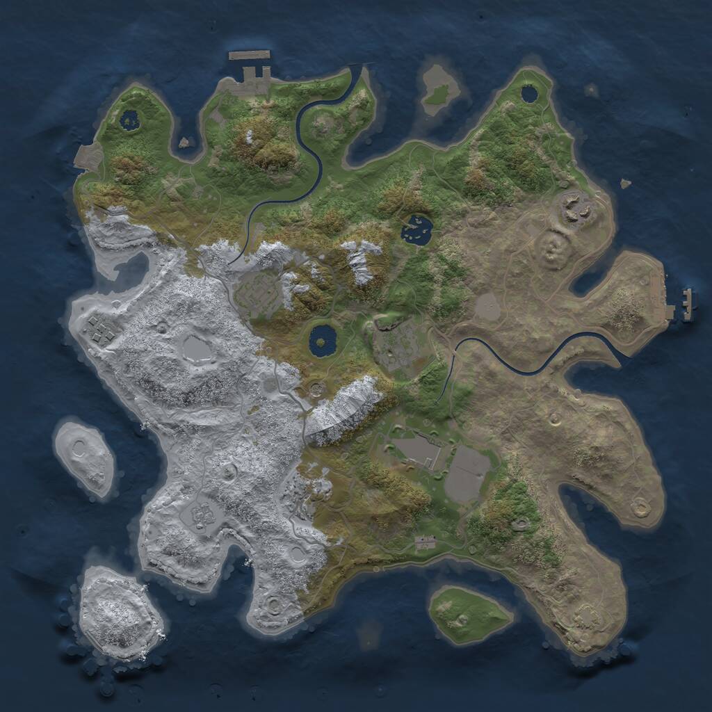 Rust Map: Procedural Map, Size: 3500, Seed: 1071812103, 13 Monuments