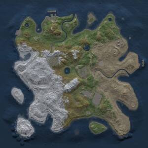 Thumbnail Rust Map: Procedural Map, Size: 3500, Seed: 1071812103, 13 Monuments