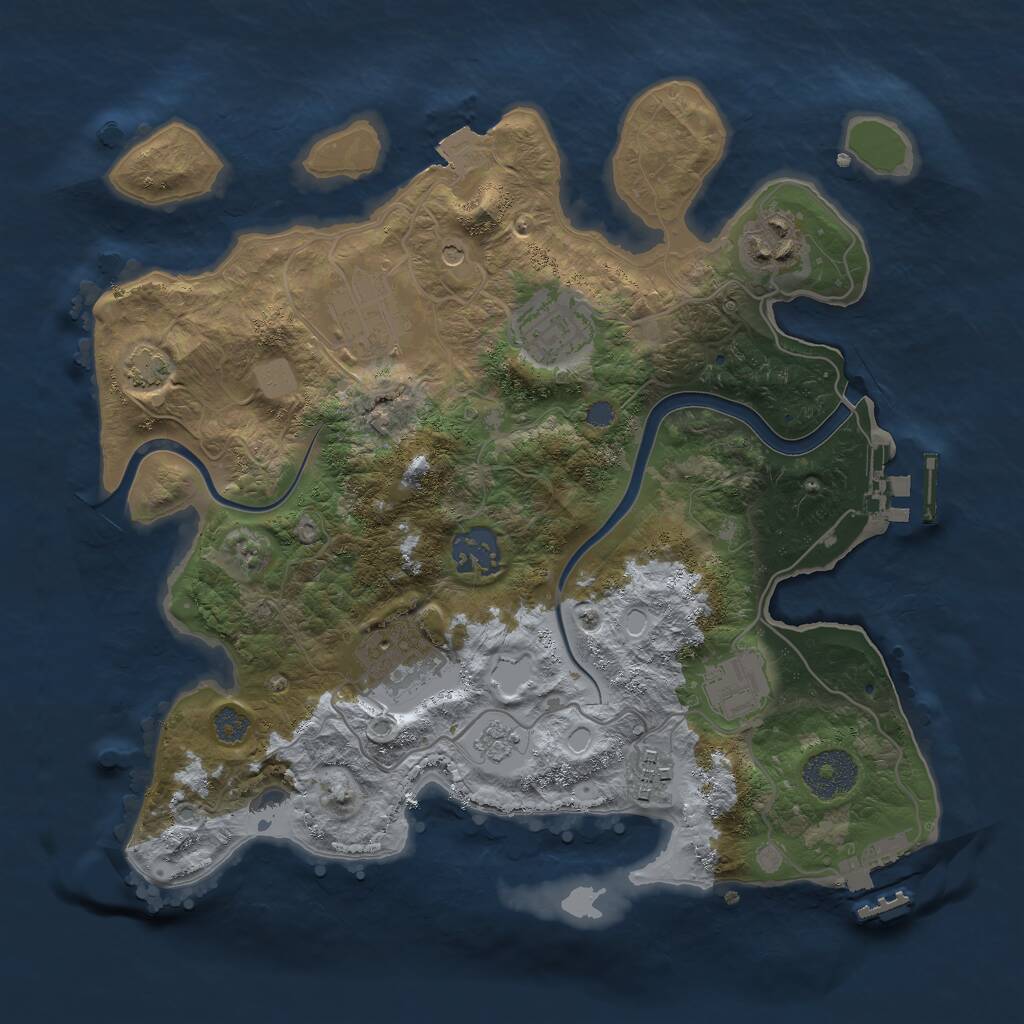 Rust Map: Procedural Map, Size: 3000, Seed: 4163, 14 Monuments