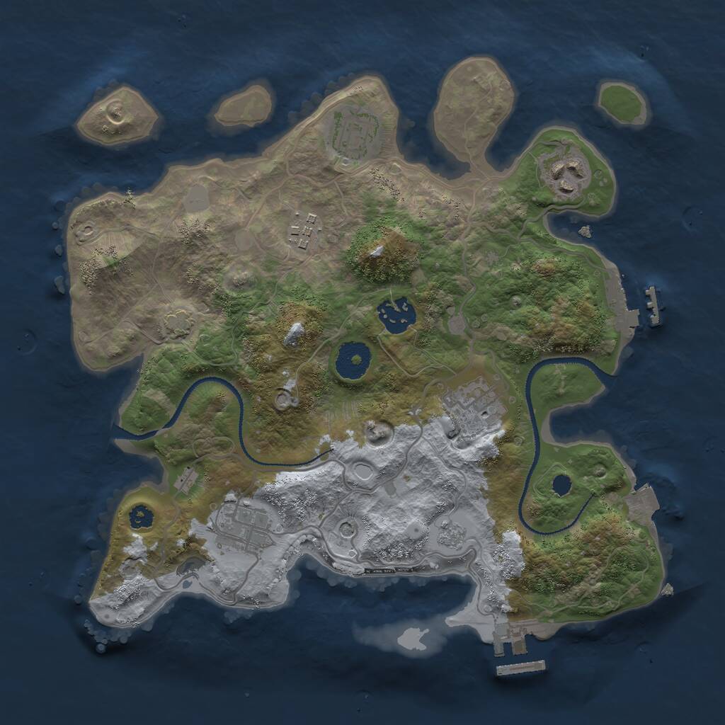 Rust Map: Procedural Map, Size: 3000, Seed: 4163, 12 Monuments