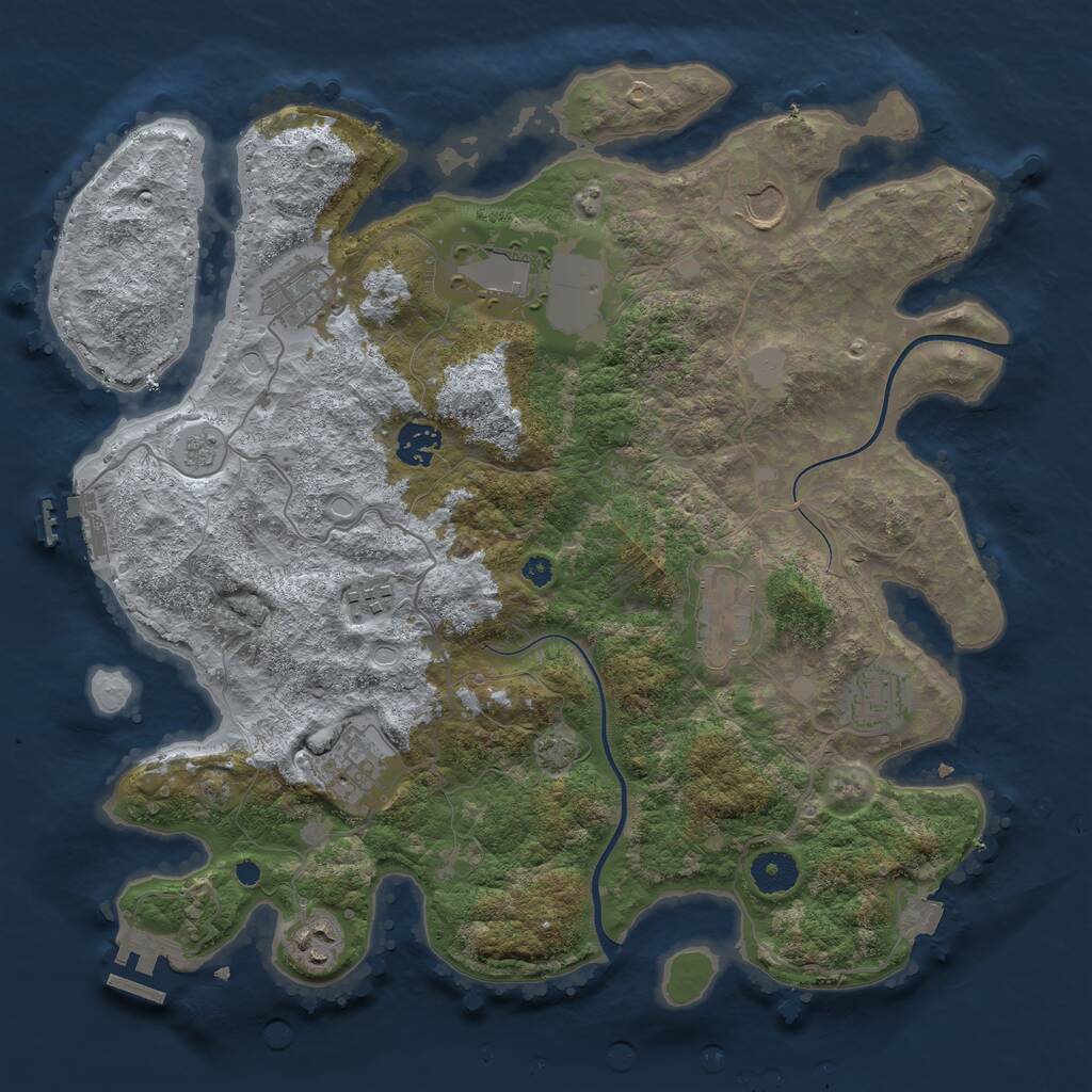 Rust Map: Procedural Map, Size: 3700, Seed: 7500, 14 Monuments