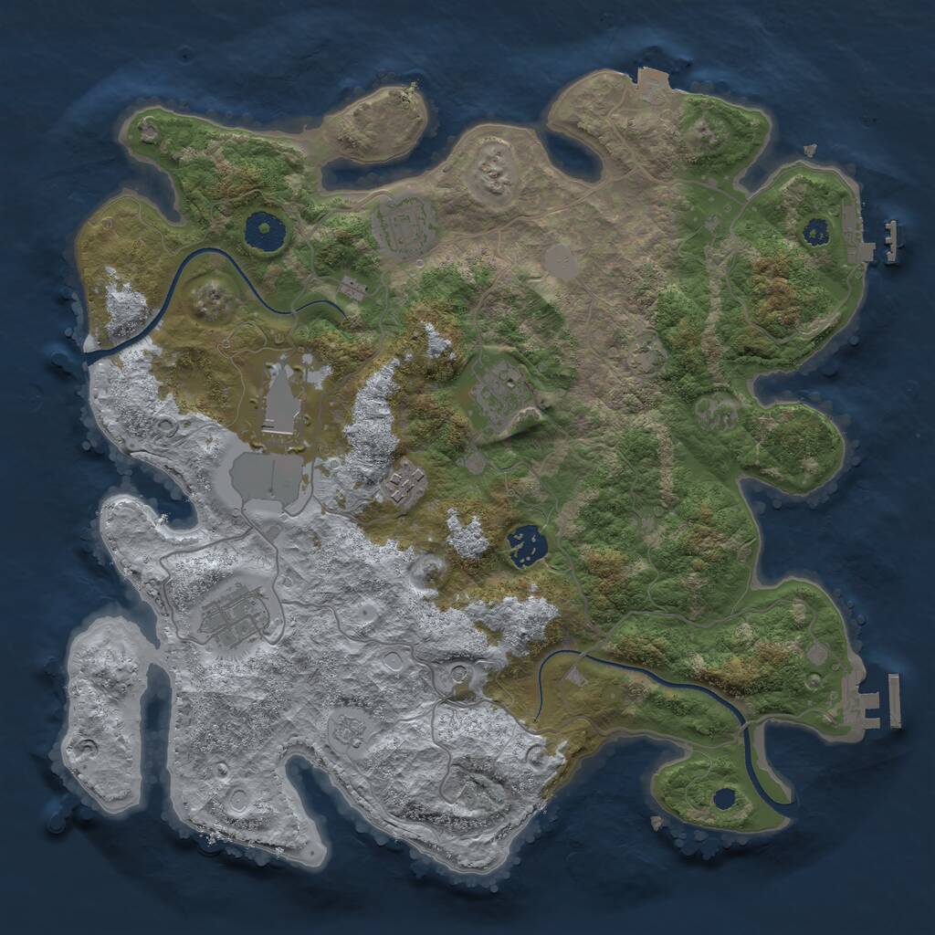 Rust Map: Procedural Map, Size: 3500, Seed: 676290129, 12 Monuments