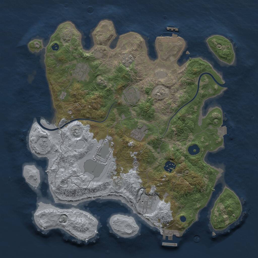 Rust Map: Procedural Map, Size: 3500, Seed: 449068316, 13 Monuments