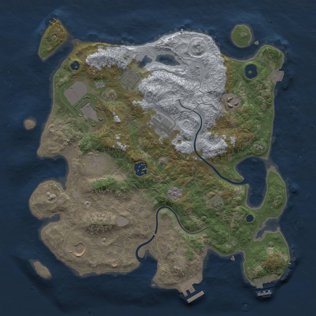 Rust Map: Procedural Map, Size: 3500, Seed: 94095549, 14 Monuments