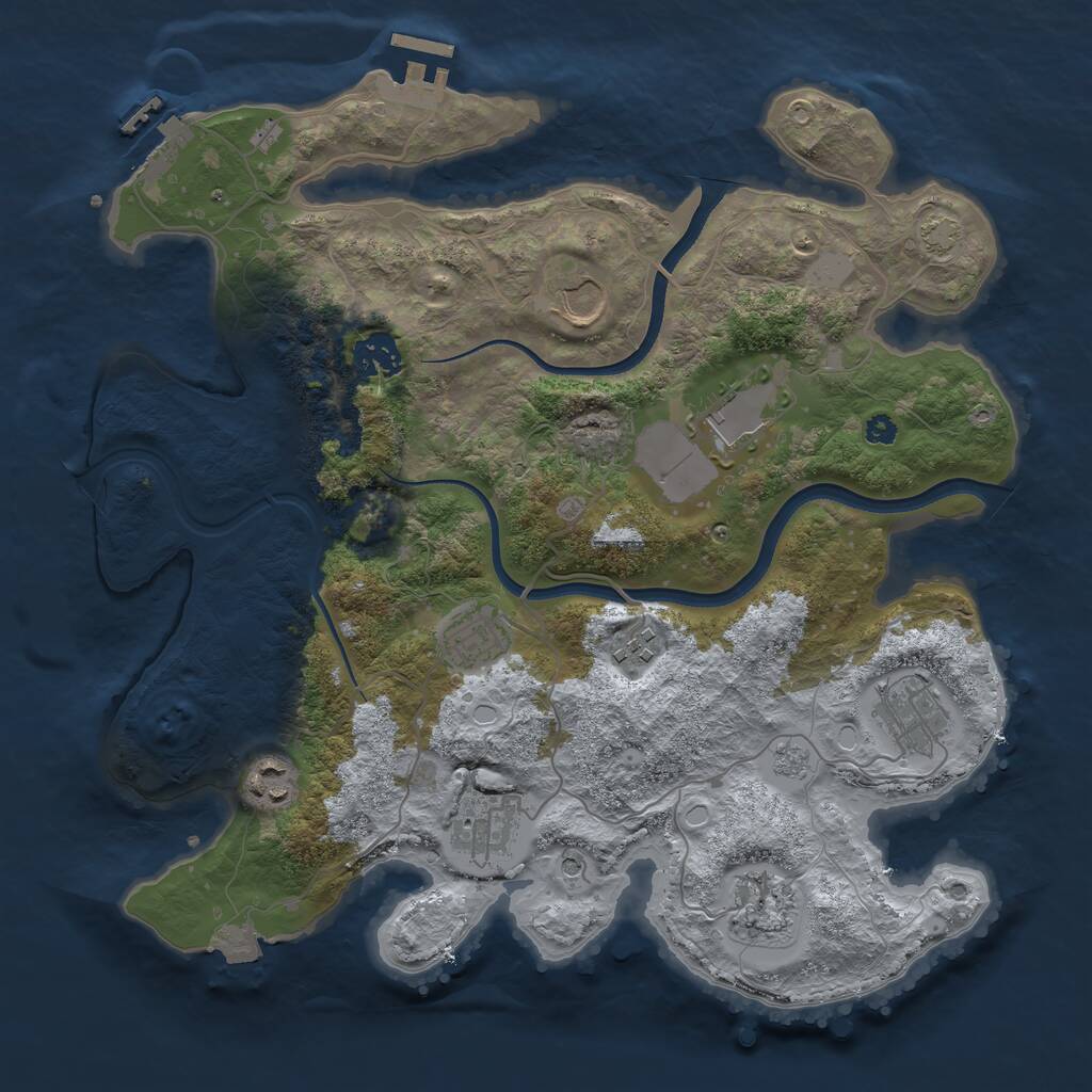 Rust Map: Procedural Map, Size: 3500, Seed: 383374759, 15 Monuments