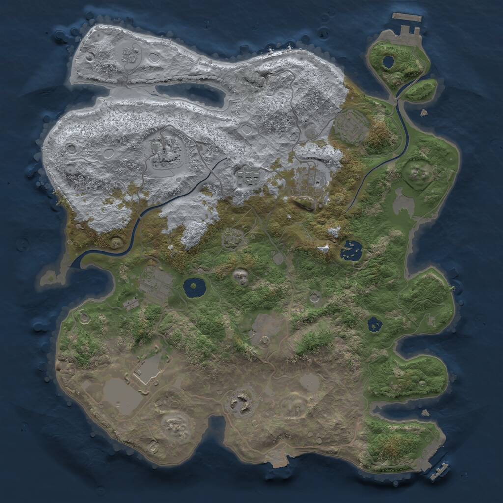 Rust Map: Procedural Map, Size: 3500, Seed: 2053987785, 15 Monuments