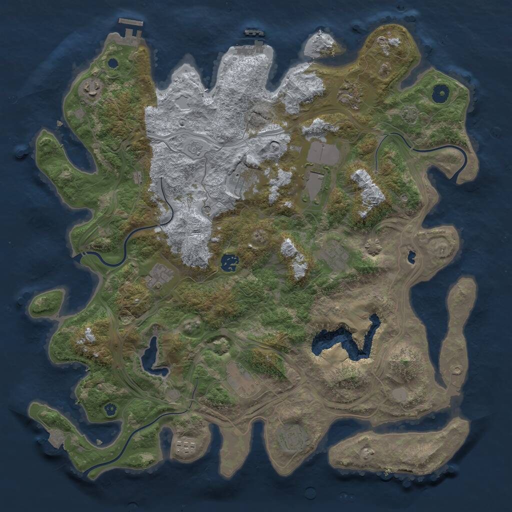 Rust Map: Procedural Map, Size: 4253, Seed: 850596228, 16 Monuments
