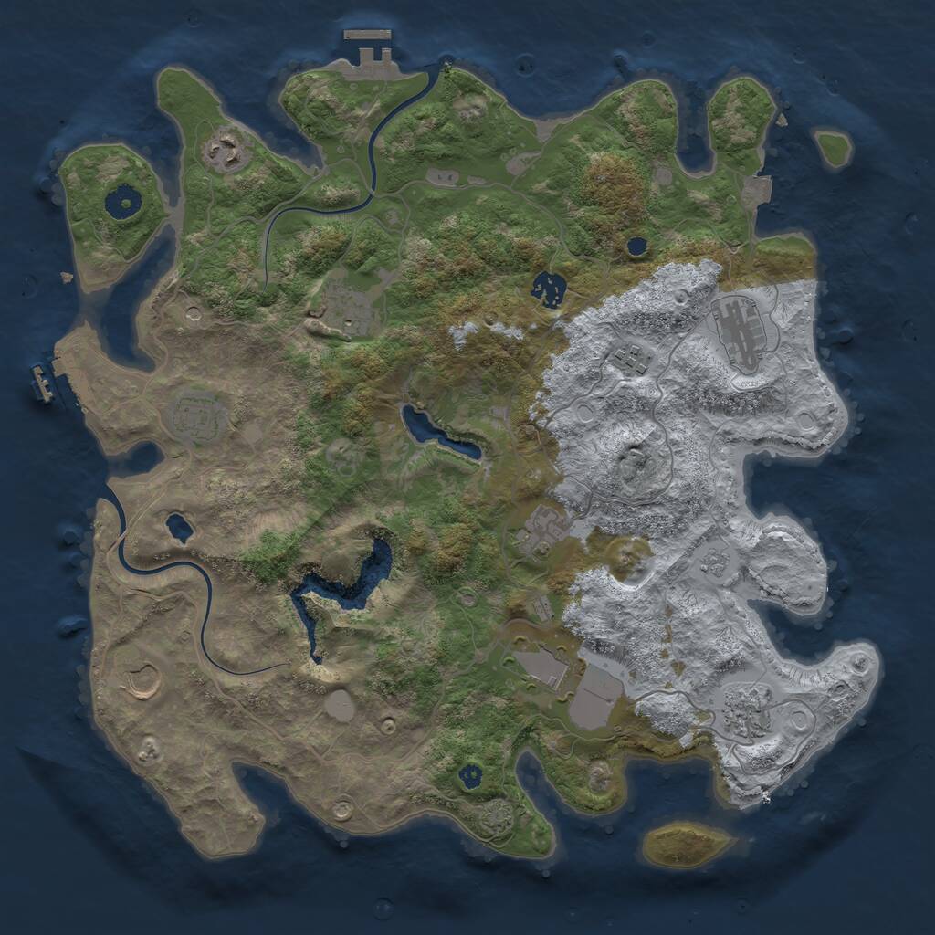 Rust Map: Procedural Map, Size: 4000, Seed: 1298115408, 16 Monuments