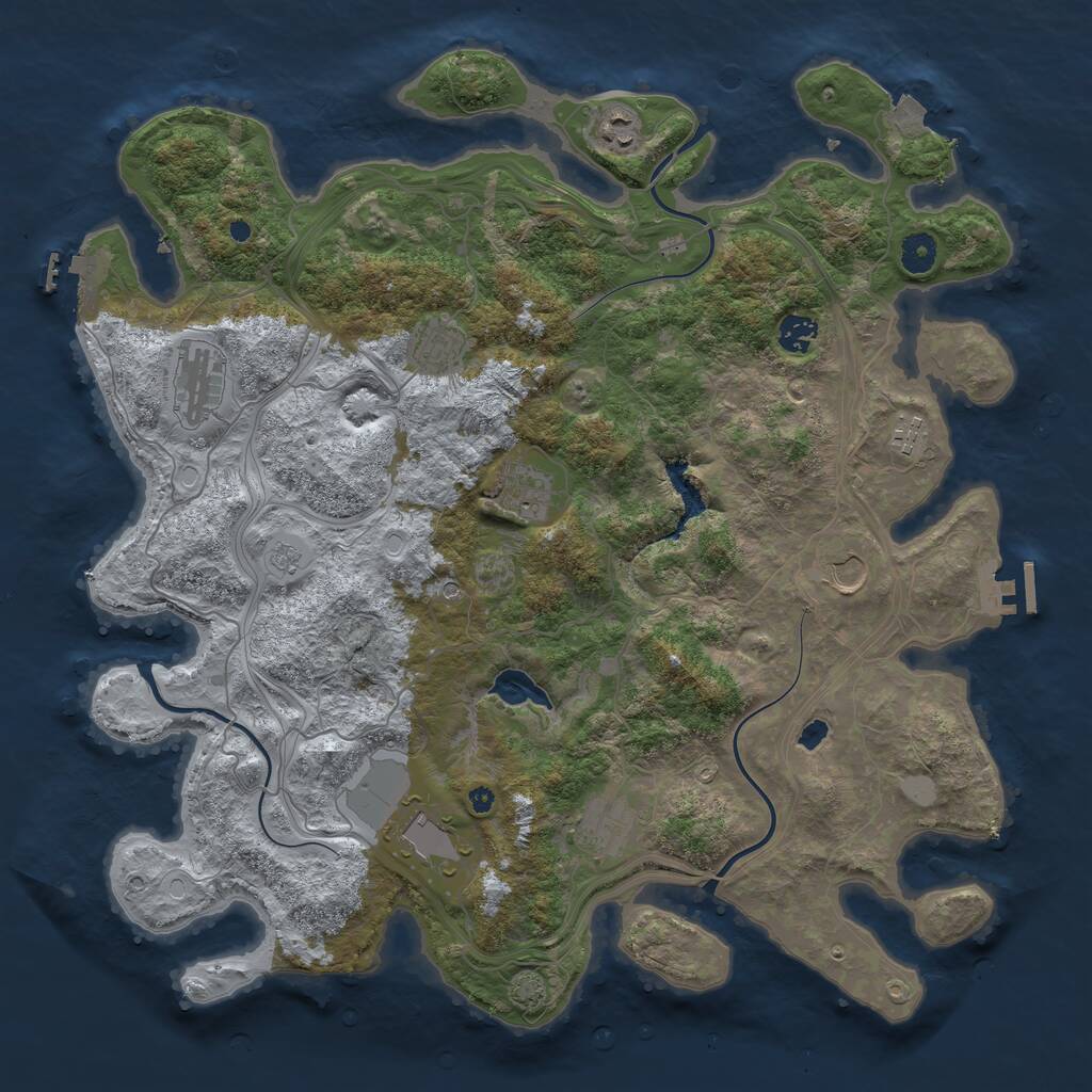 Rust Map: Procedural Map, Size: 4250, Seed: 1888613591, 15 Monuments