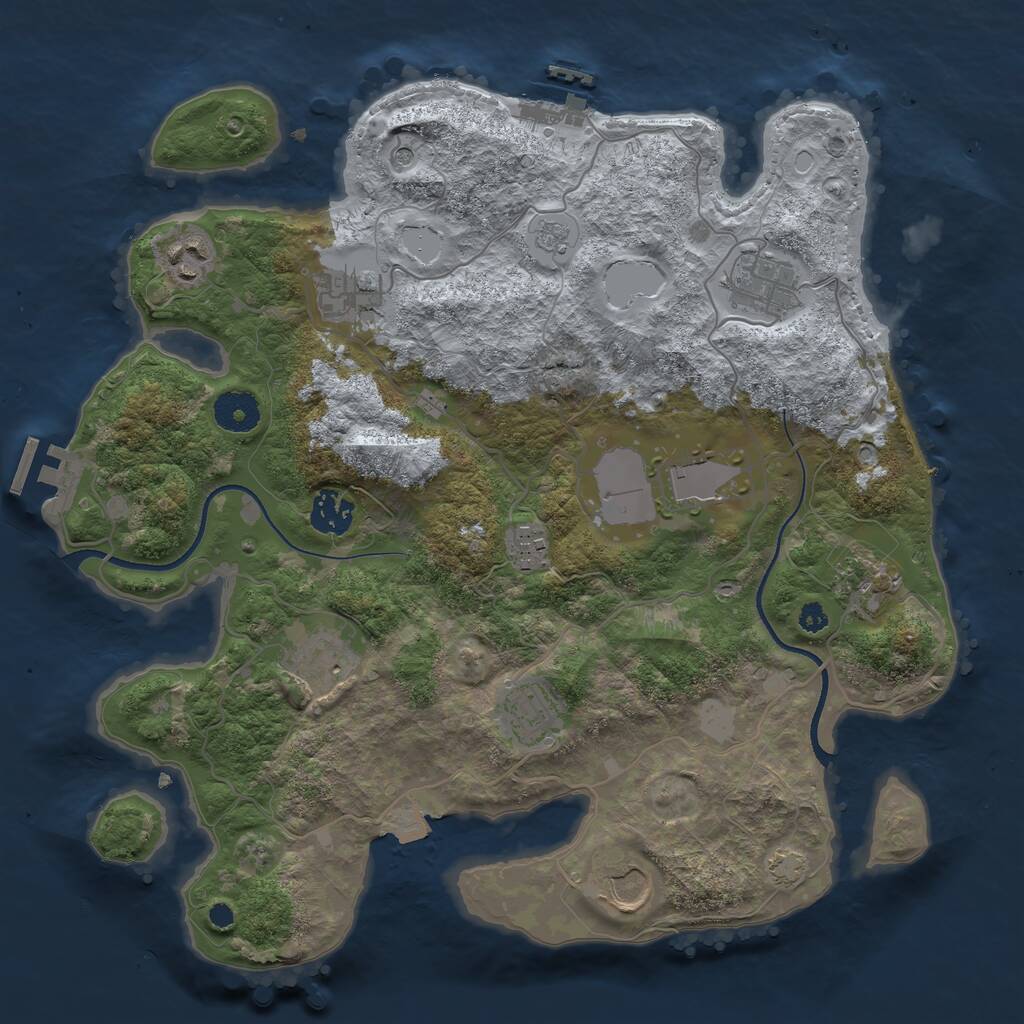 Rust Map: Procedural Map, Size: 3500, Seed: 1967757396, 16 Monuments