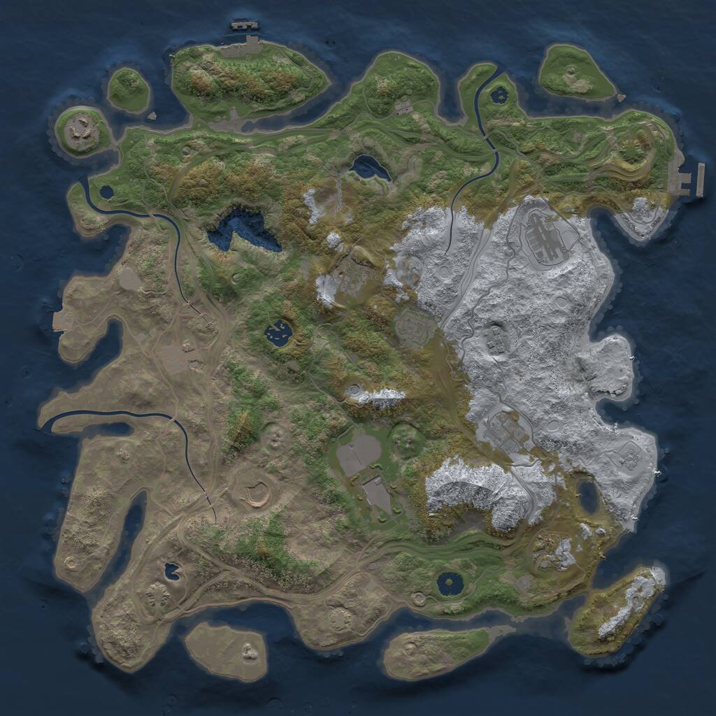 Rust Map: Procedural Map, Size: 4250, Seed: 1948950945, 17 Monuments