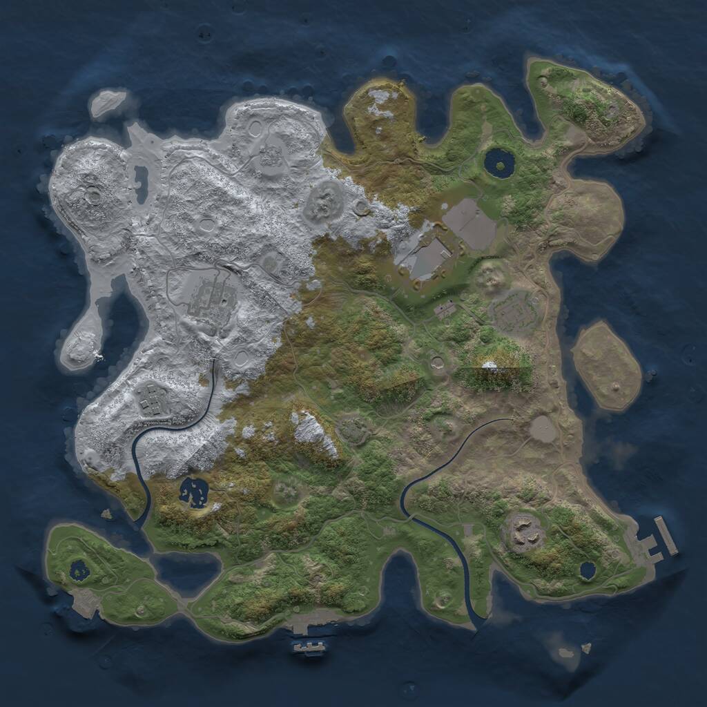 Rust Map: Procedural Map, Size: 3500, Seed: 1926342911, 12 Monuments