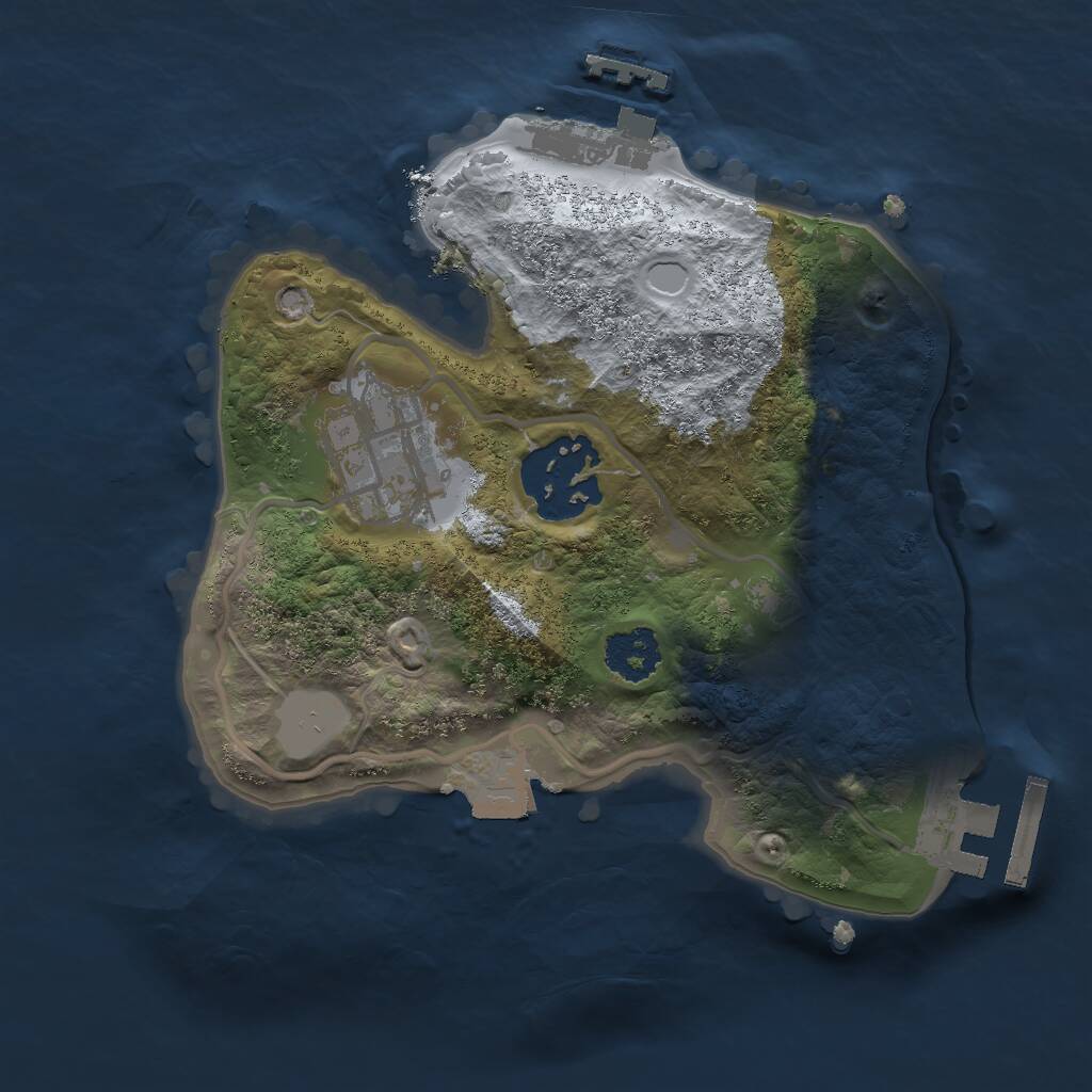 Rust Map: Procedural Map, Size: 2000, Seed: 1827351, 5 Monuments