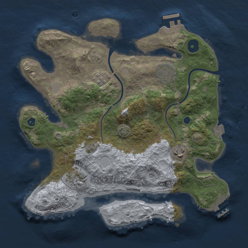 Rust Map: Procedural Map, Size: 3000, Seed: 1856047, 9 Monuments