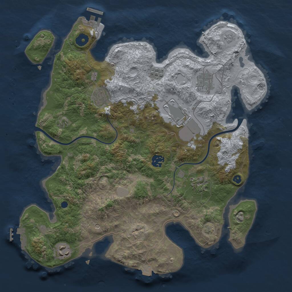 Rust Map: Procedural Map, Size: 3500, Seed: 675842599, 13 Monuments