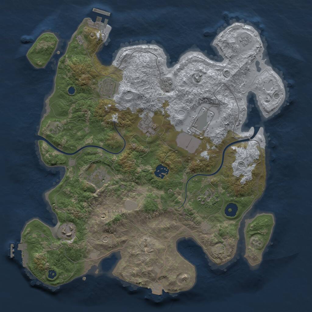 Rust Map: Procedural Map, Size: 3500, Seed: 675842599, 14 Monuments