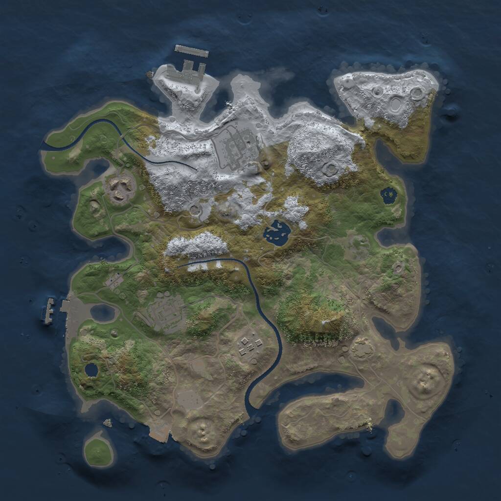 Rust Map: Procedural Map, Size: 3000, Seed: 1235840, 10 Monuments