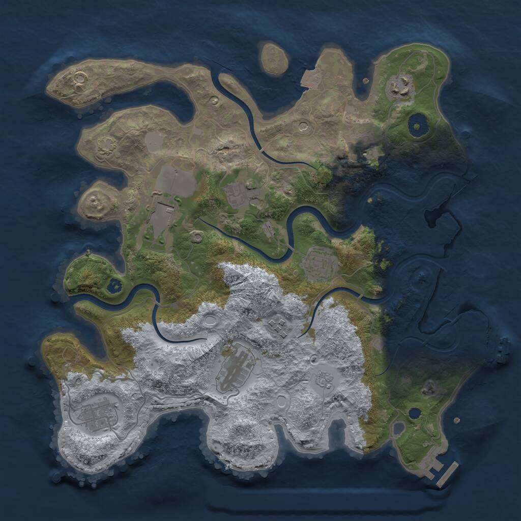 Rust Map: Procedural Map, Size: 3500, Seed: 83664924, 14 Monuments