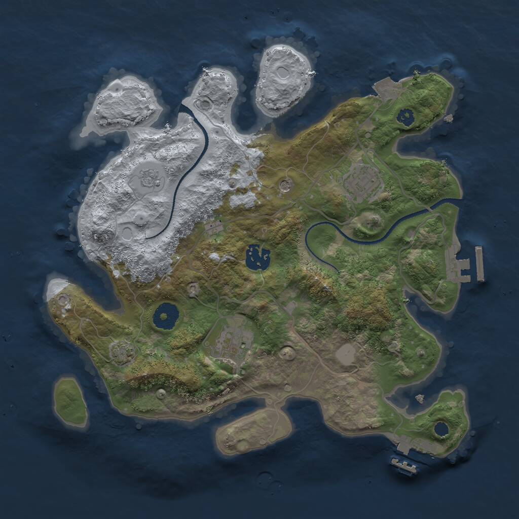 Rust Map: Procedural Map, Size: 3000, Seed: 1690254570, 9 Monuments