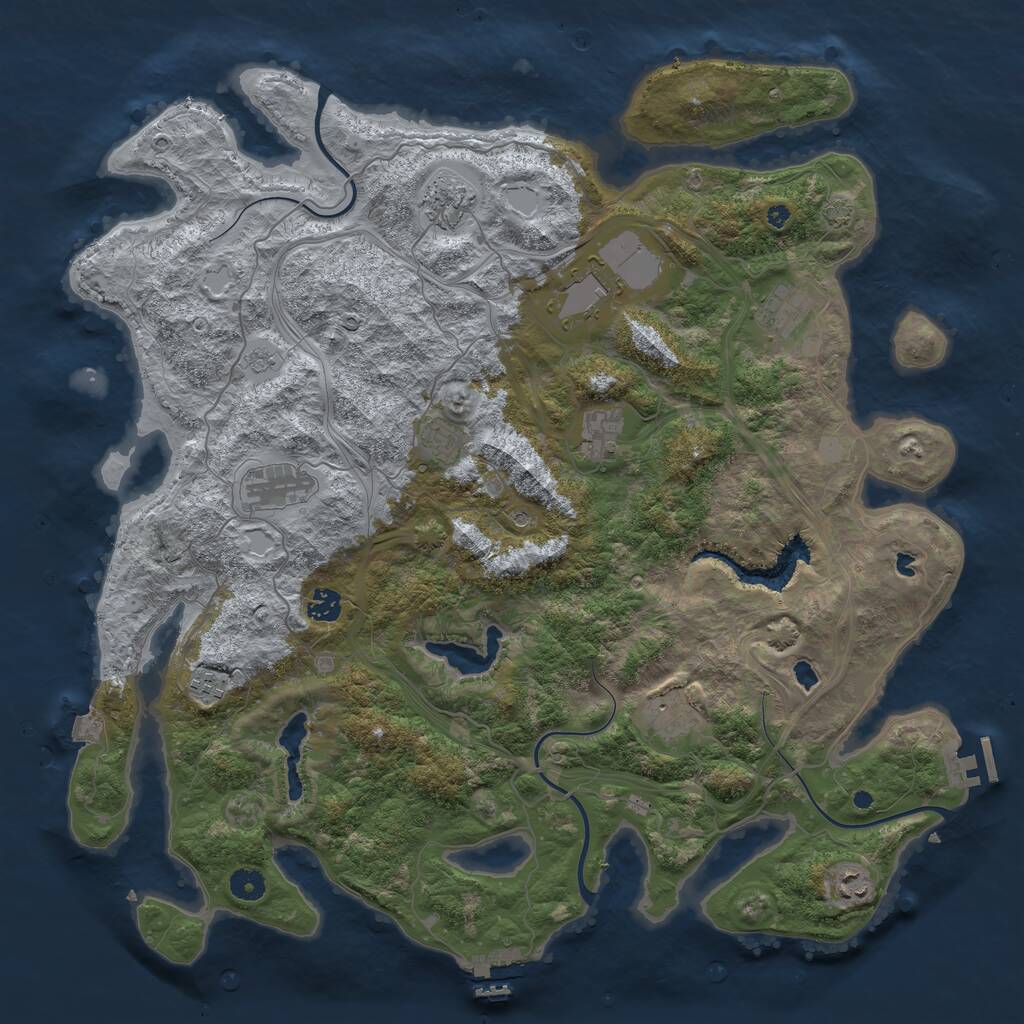 Rust Map: Procedural Map, Size: 4500, Seed: 468622245, 16 Monuments