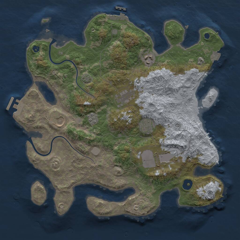 Rust Map: Procedural Map, Size: 3500, Seed: 375388944, 12 Monuments