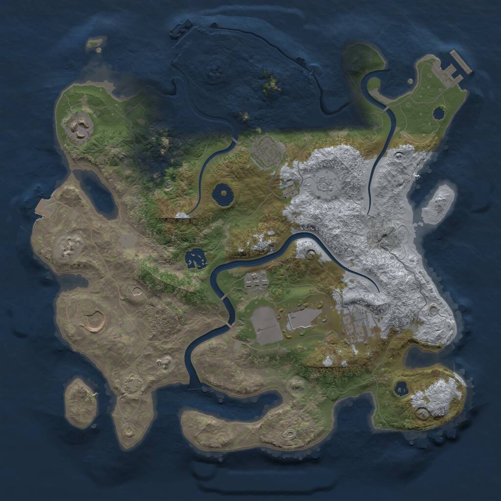 Rust Map: Procedural Map, Size: 3500, Seed: 375388944, 13 Monuments