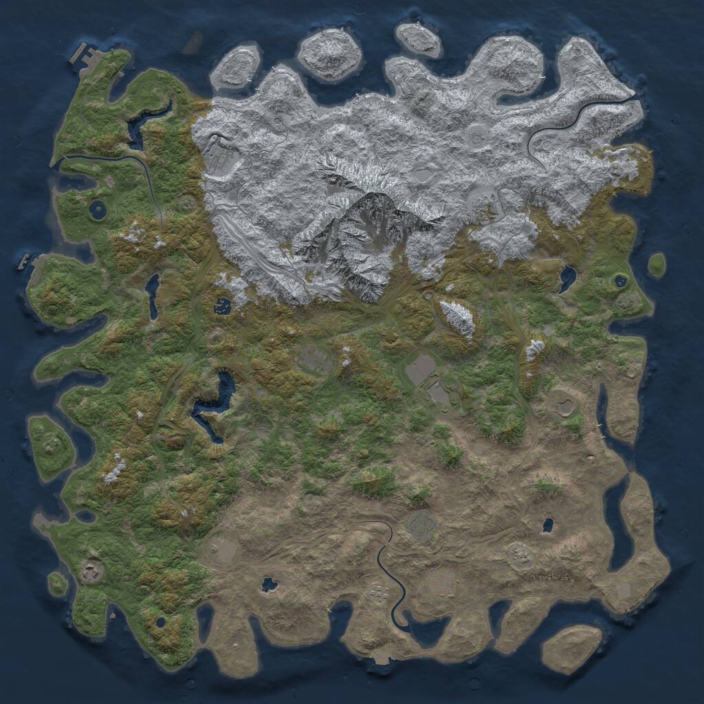 Rust Map: Procedural Map, Size: 6000, Seed: 123412, 17 Monuments