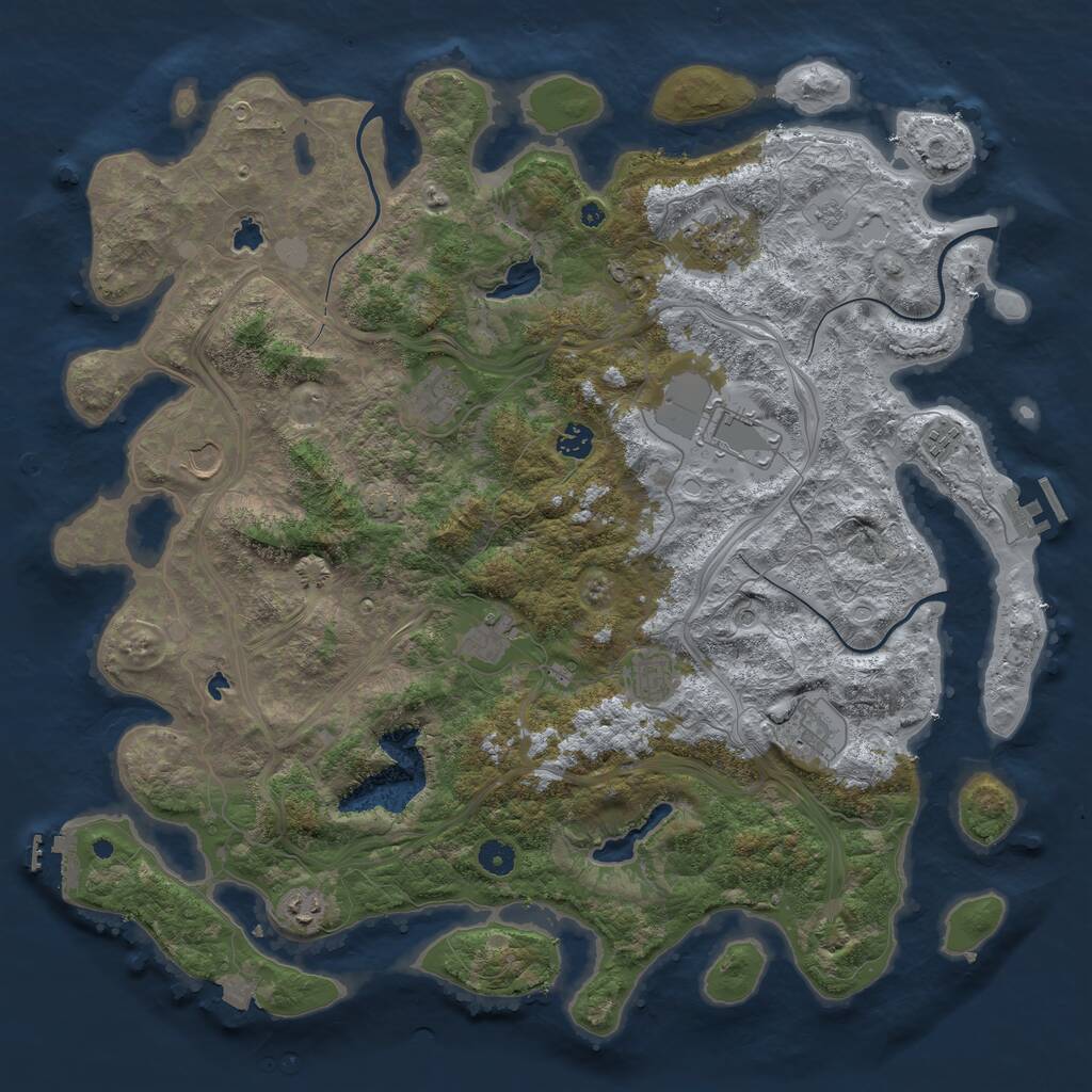 Rust Map: Procedural Map, Size: 4550, Seed: 220090, 16 Monuments