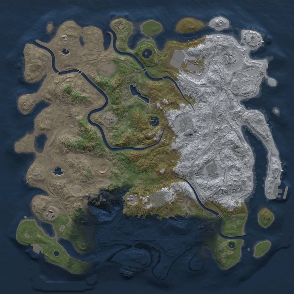 Rust Map: Procedural Map, Size: 4550, Seed: 220090, 16 Monuments