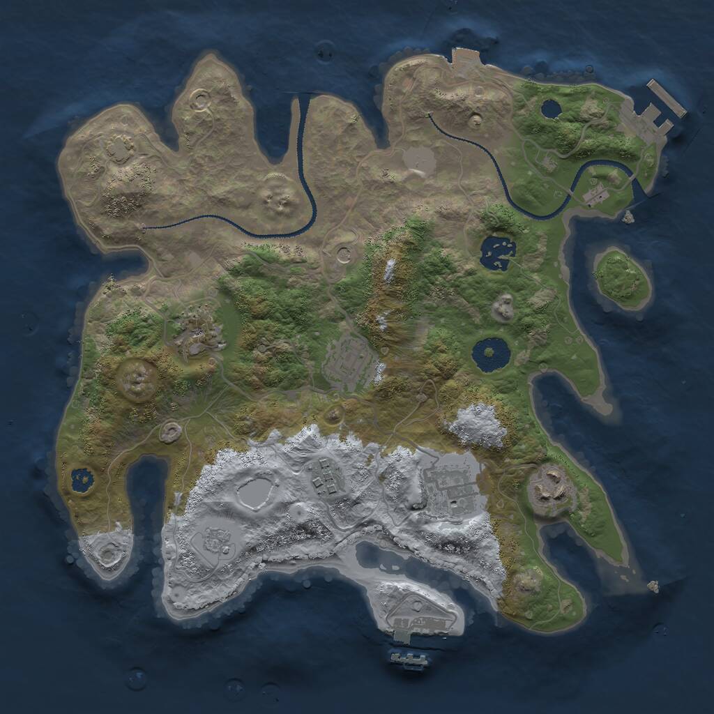 Rust Map: Procedural Map, Size: 3000, Seed: 317089471, 12 Monuments