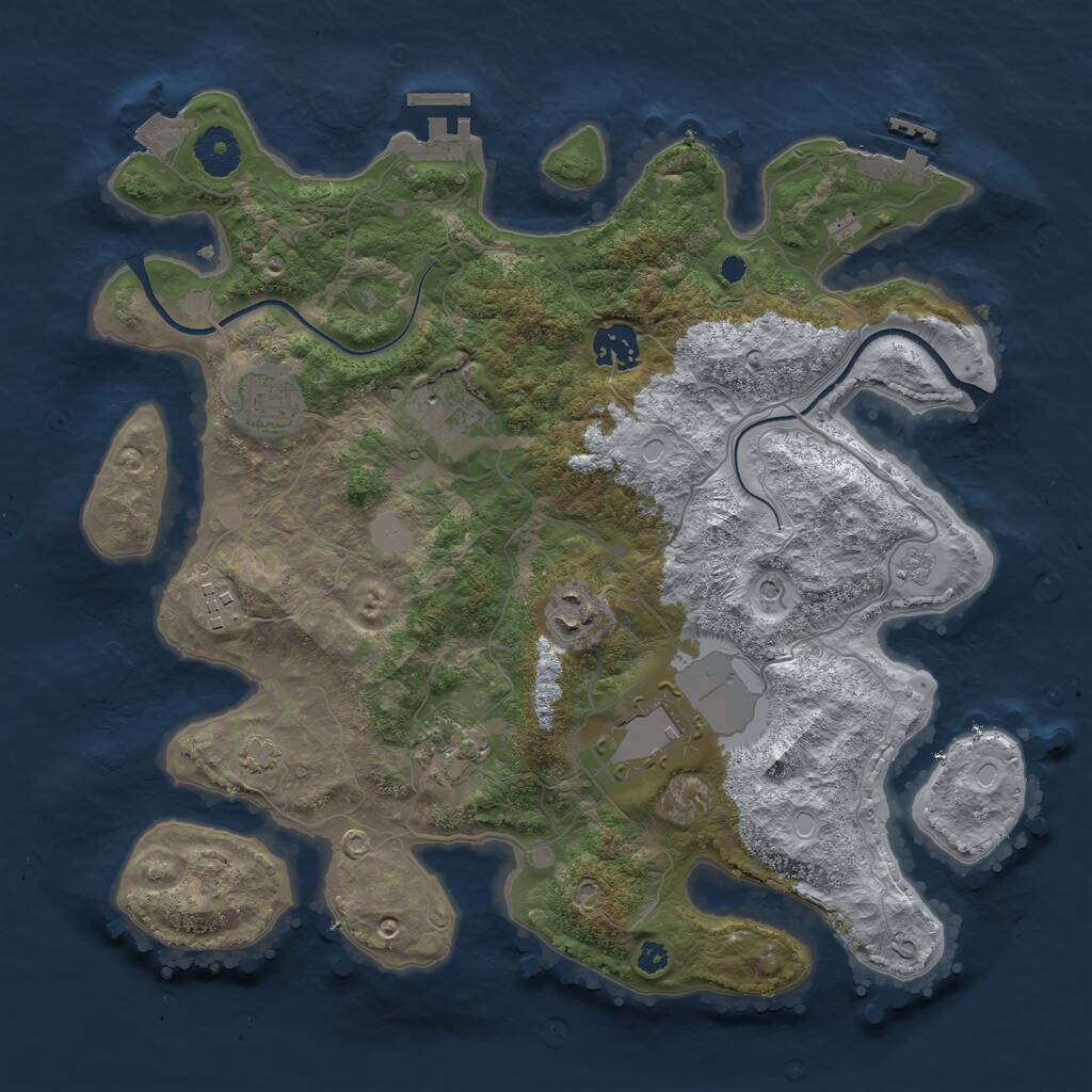 Rust Map: Procedural Map, Size: 3500, Seed: 1902160817, 13 Monuments