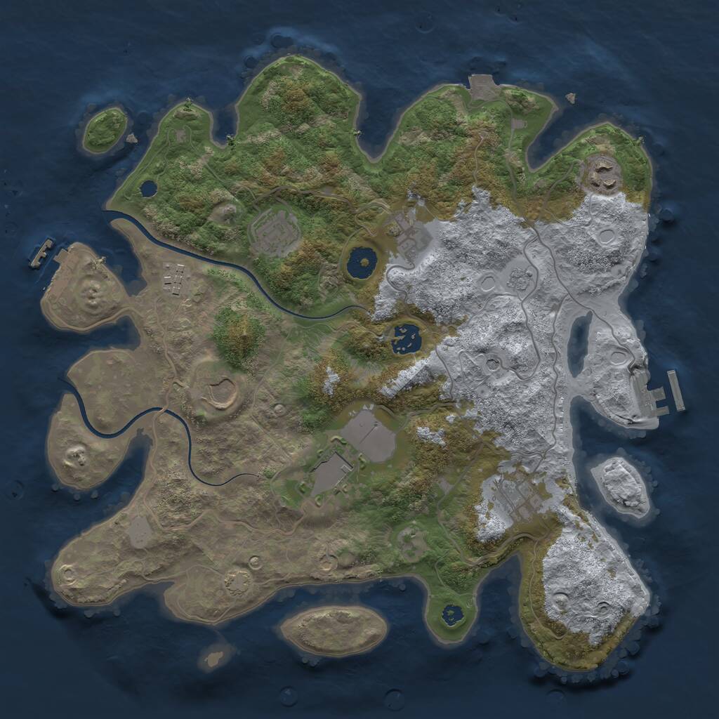 Rust Map: Procedural Map, Size: 3500, Seed: 918262, 14 Monuments