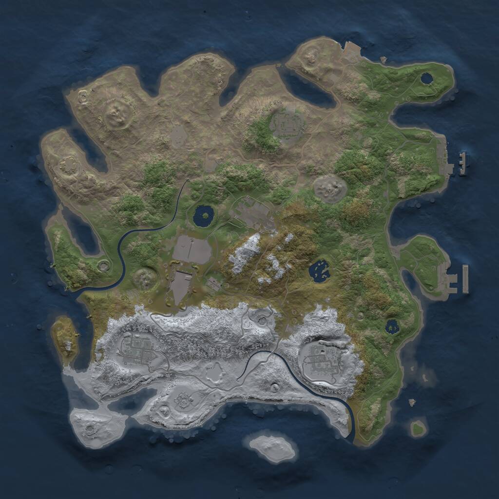 Rust Map: Procedural Map, Size: 3500, Seed: 2078844901, 12 Monuments