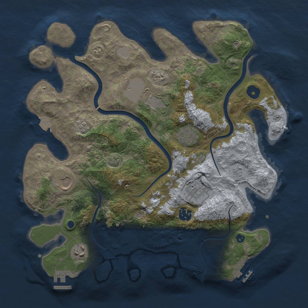 Rust Map: Procedural Map, Size: 3500, Seed: 1321589843, 13 Monuments
