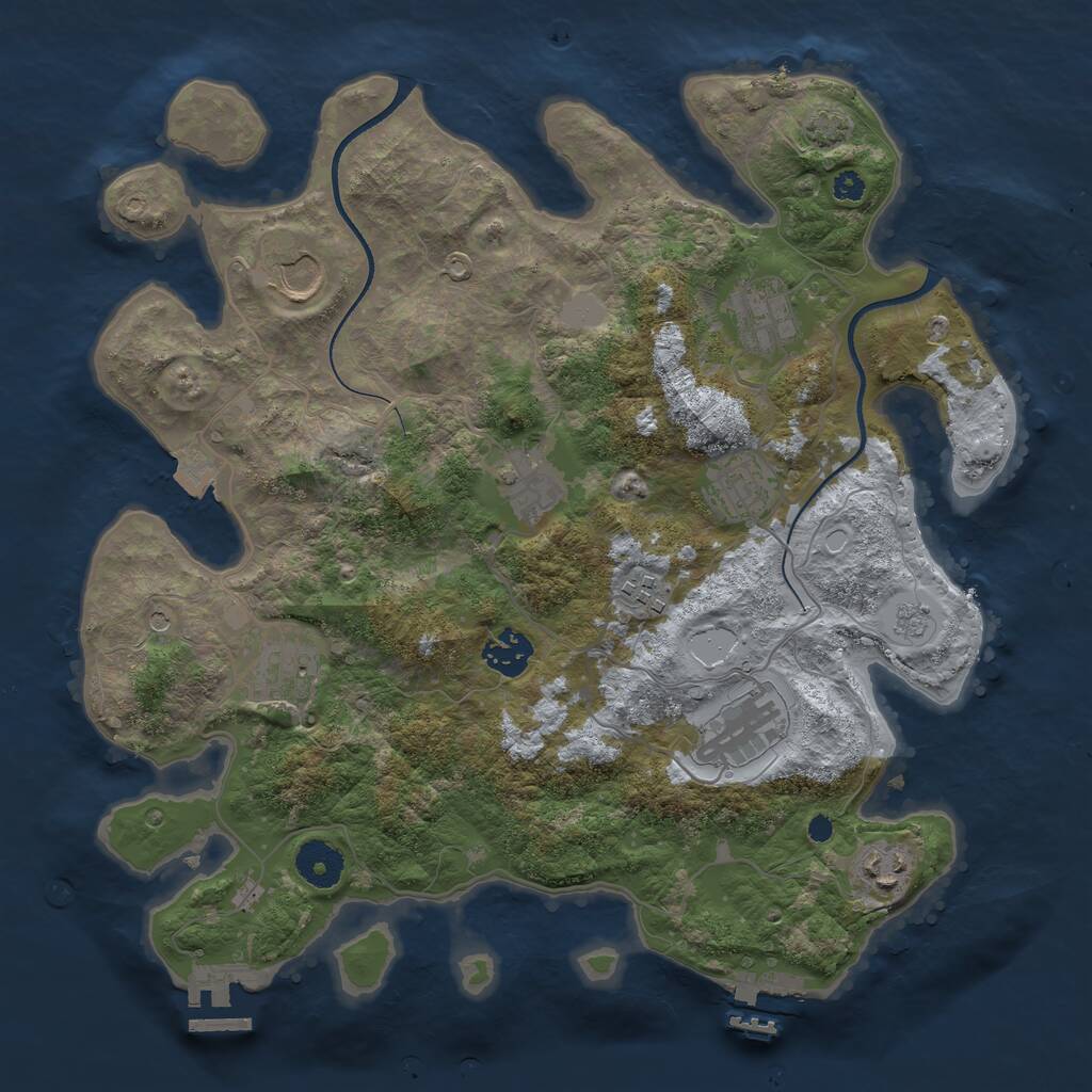 Rust Map: Procedural Map, Size: 3500, Seed: 1321589843, 15 Monuments