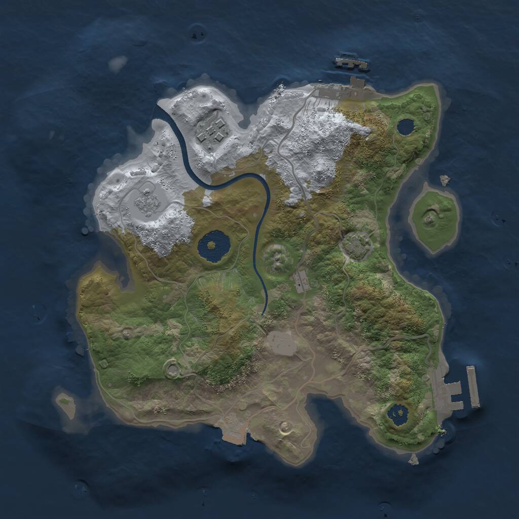 Rust Map: Procedural Map, Size: 2500, Seed: 2040593, 8 Monuments