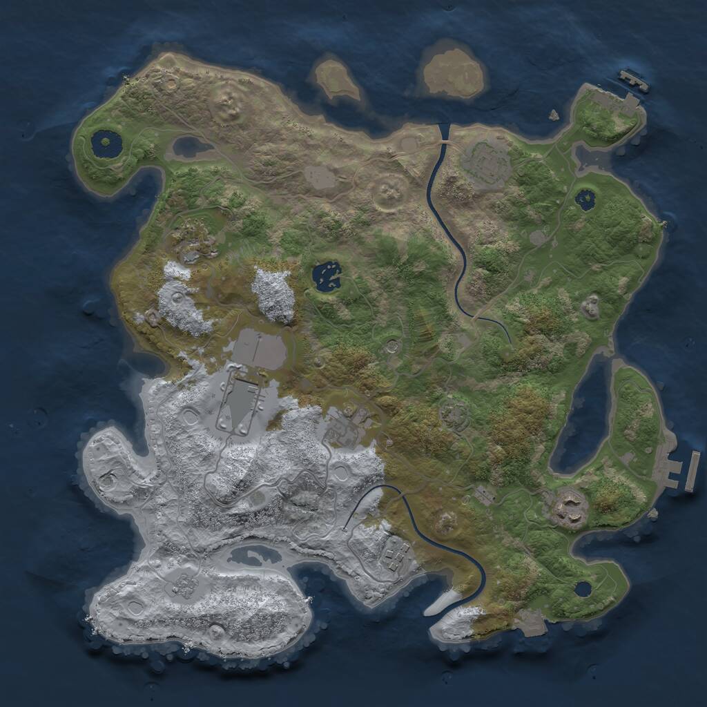 Rust Map: Procedural Map, Size: 3500, Seed: 52521212, 13 Monuments