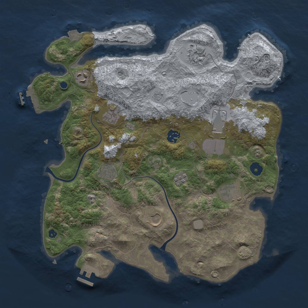 Rust Map: Procedural Map, Size: 3650, Seed: 1997, 15 Monuments