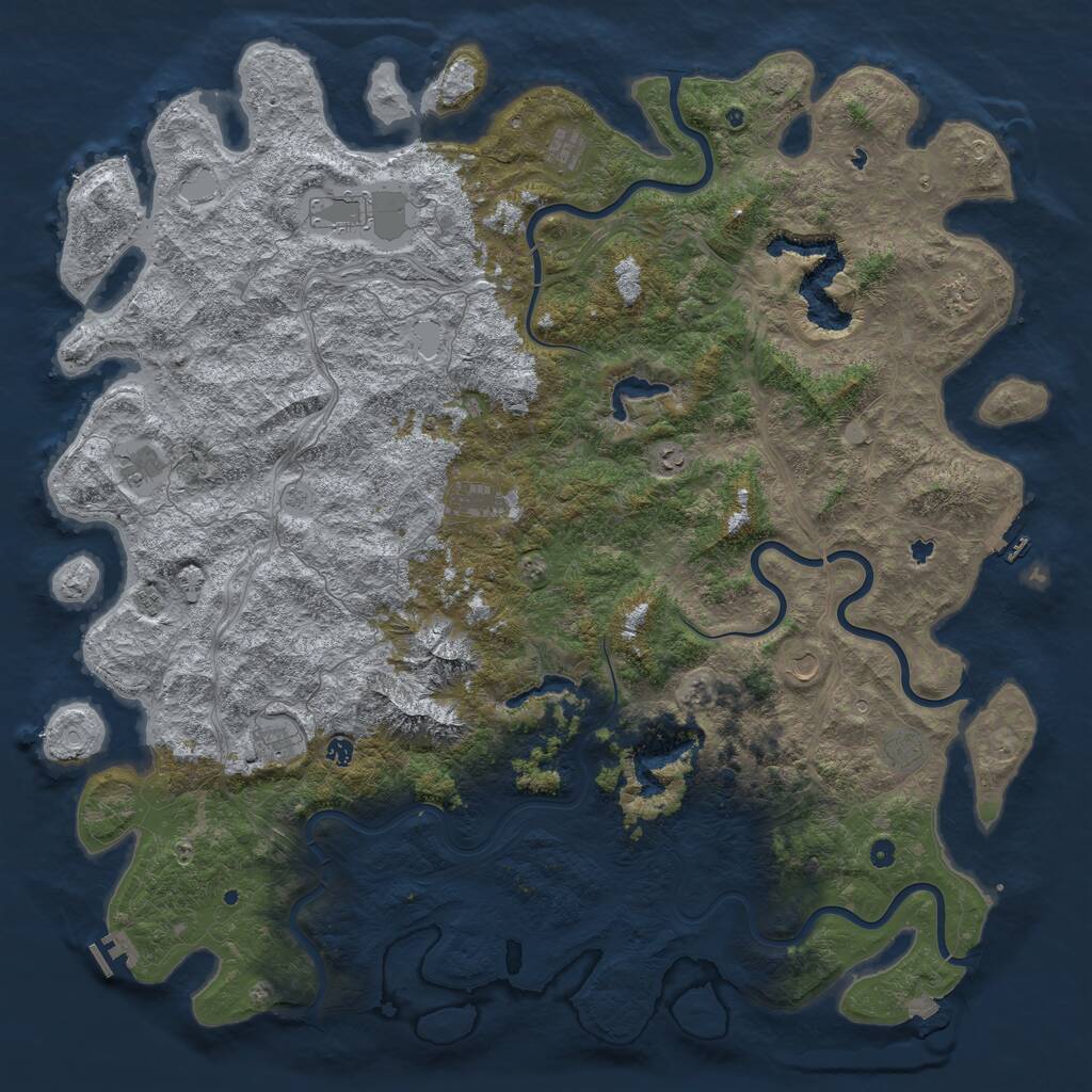 Rust Map: Procedural Map, Size: 6000, Seed: 255546, 17 Monuments