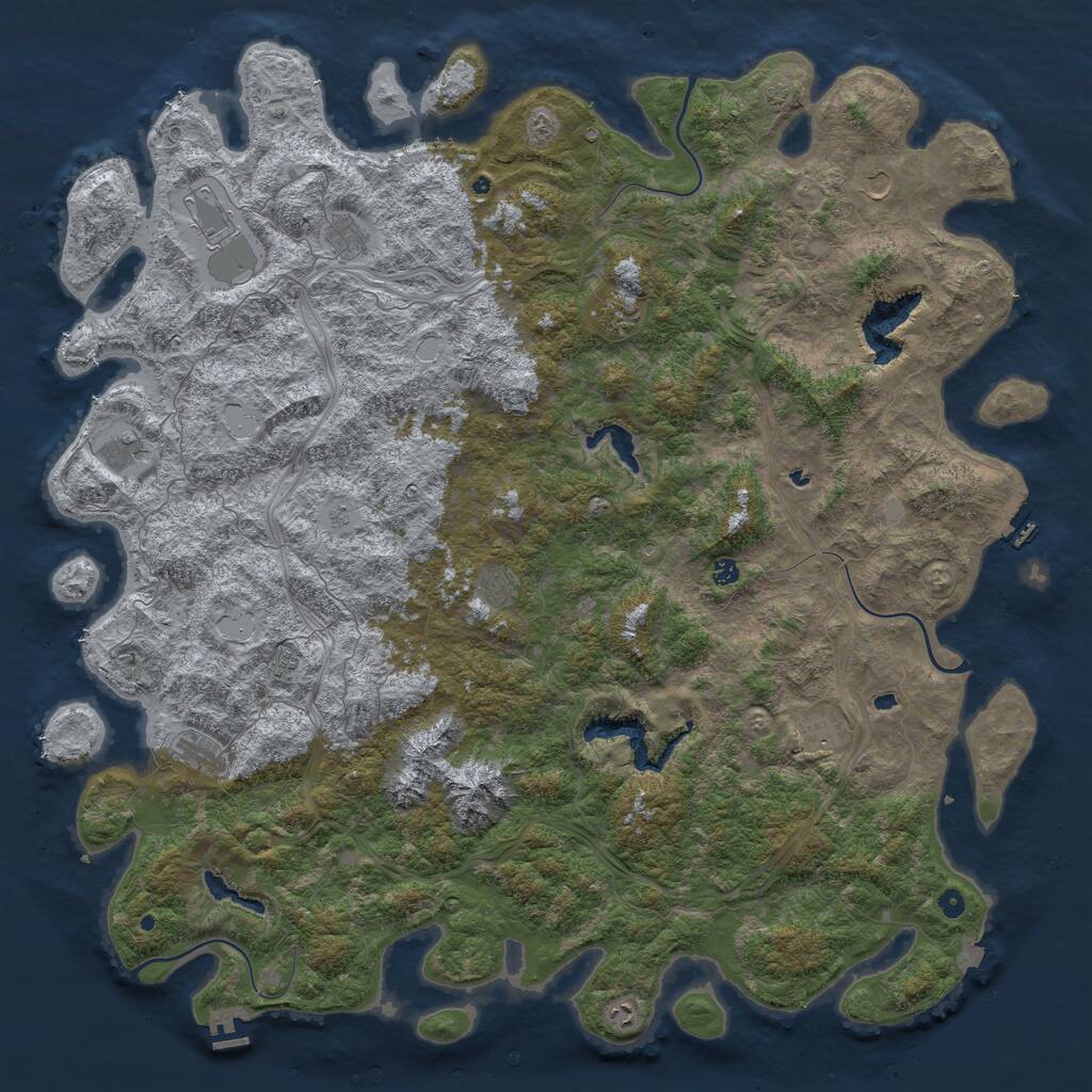 Rust Map: Procedural Map, Size: 6000, Seed: 255546, 17 Monuments