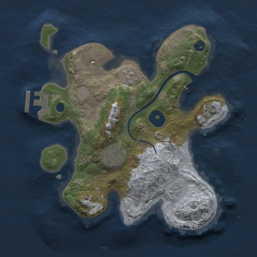 Rust Map: Procedural Map, Size: 2400, Seed: 197649111, 5 Monuments