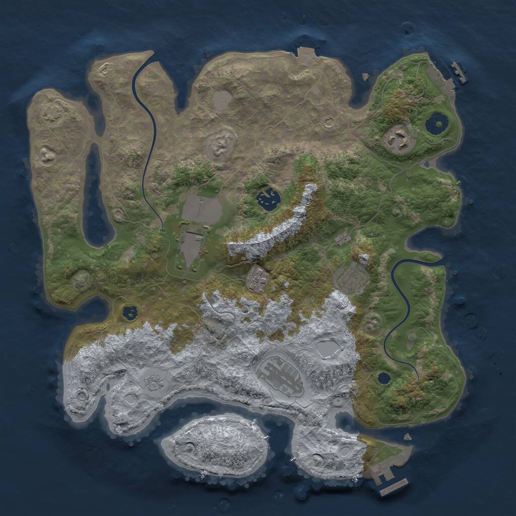 Rust Map: Procedural Map, Size: 3500, Seed: 131654351, 12 Monuments