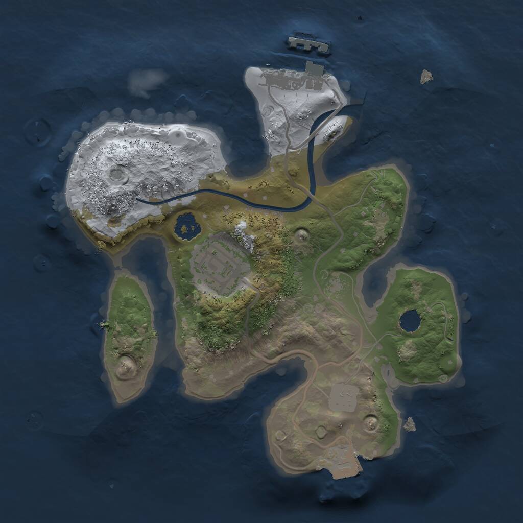 Rust Map: Procedural Map, Size: 2000, Seed: 1112830748, 3 Monuments