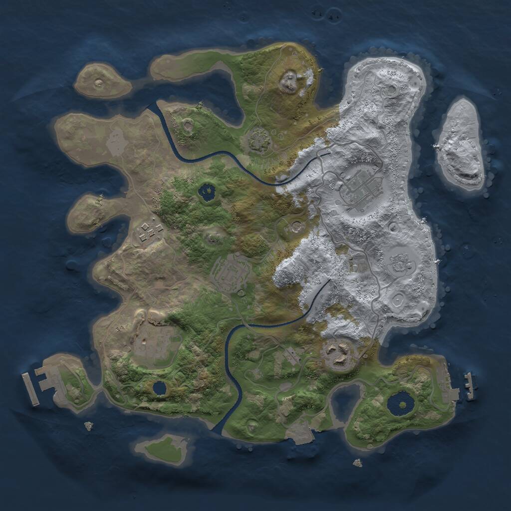 Rust Map: Procedural Map, Size: 3000, Seed: 71854, 11 Monuments