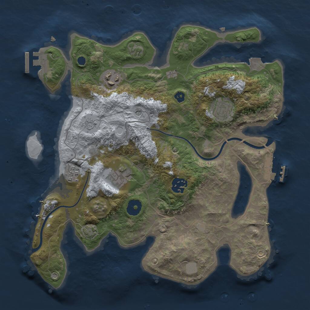 Rust Map: Procedural Map, Size: 3000, Seed: 8462905, 11 Monuments