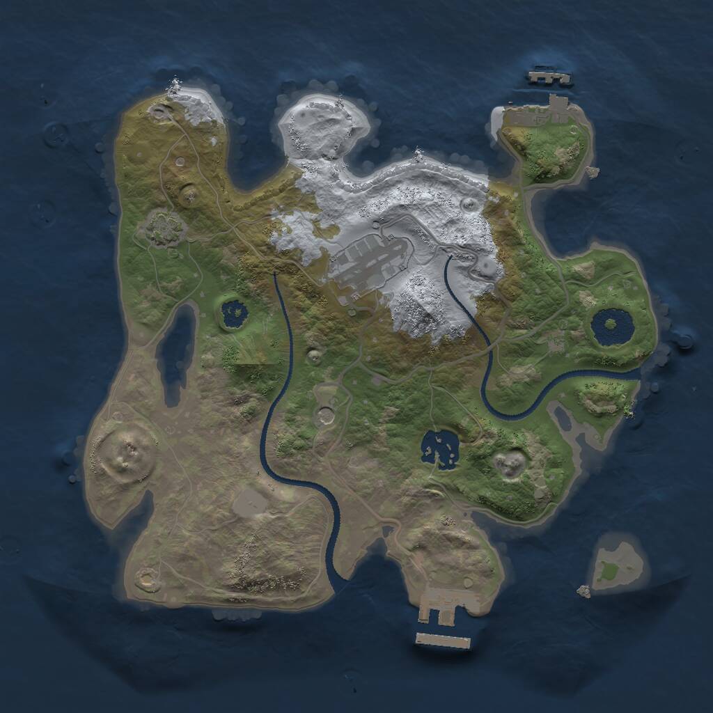 Rust Map: Procedural Map, Size: 2650, Seed: 2034069389, 7 Monuments
